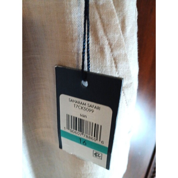 NWT Tommy Hilfiger Saharam Safari 100% Linen Women's Sz 16 Wide-Leg Beige Pants - Picture 3 of 11